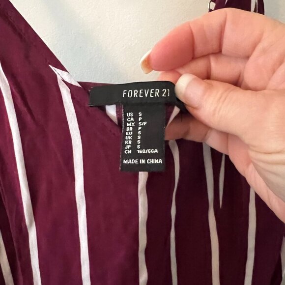 Forever 21 Burgundy & White Striped Jumpsuit - Picture 5 of 6